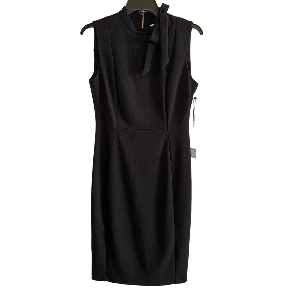 Calvin Klein Black Tie Neck Dress 8 NWT